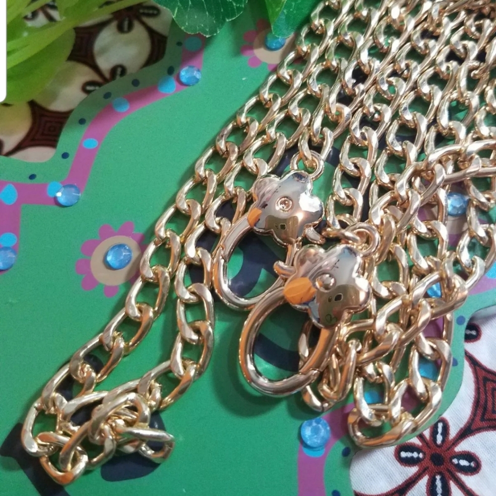 Crossbody Gold Chain, D Rings Rivets - Picture 2 of 4